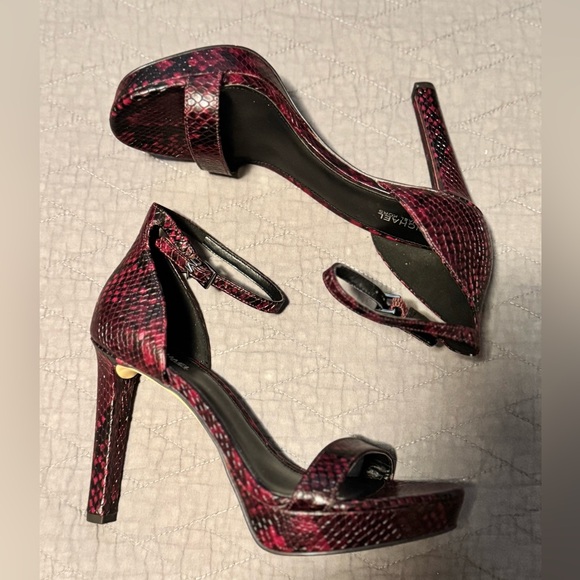 Michael Kors Heeled Snake Embossed Leather Finish